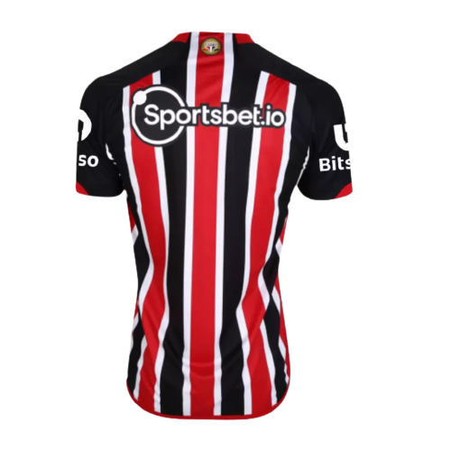 Camisa São Paulo Away 23/24 - Com Patrocínio - Torcedor - Masculino - Vermelha e Preta